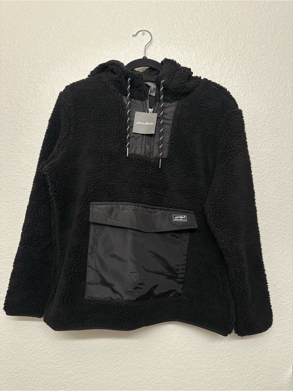 Eddie Bauer Women’s Black Sherpa Teddy Jacket with Front Pouch